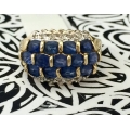 R#201 14k yellow Gold Fashion Ring (blue sapphires & Diamonds) 